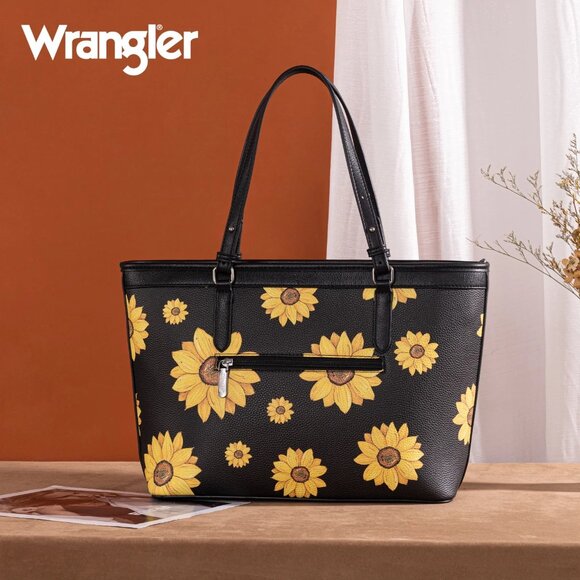 Wrangler Sunflower Print Tote Bag Black - Picture 2 of 5